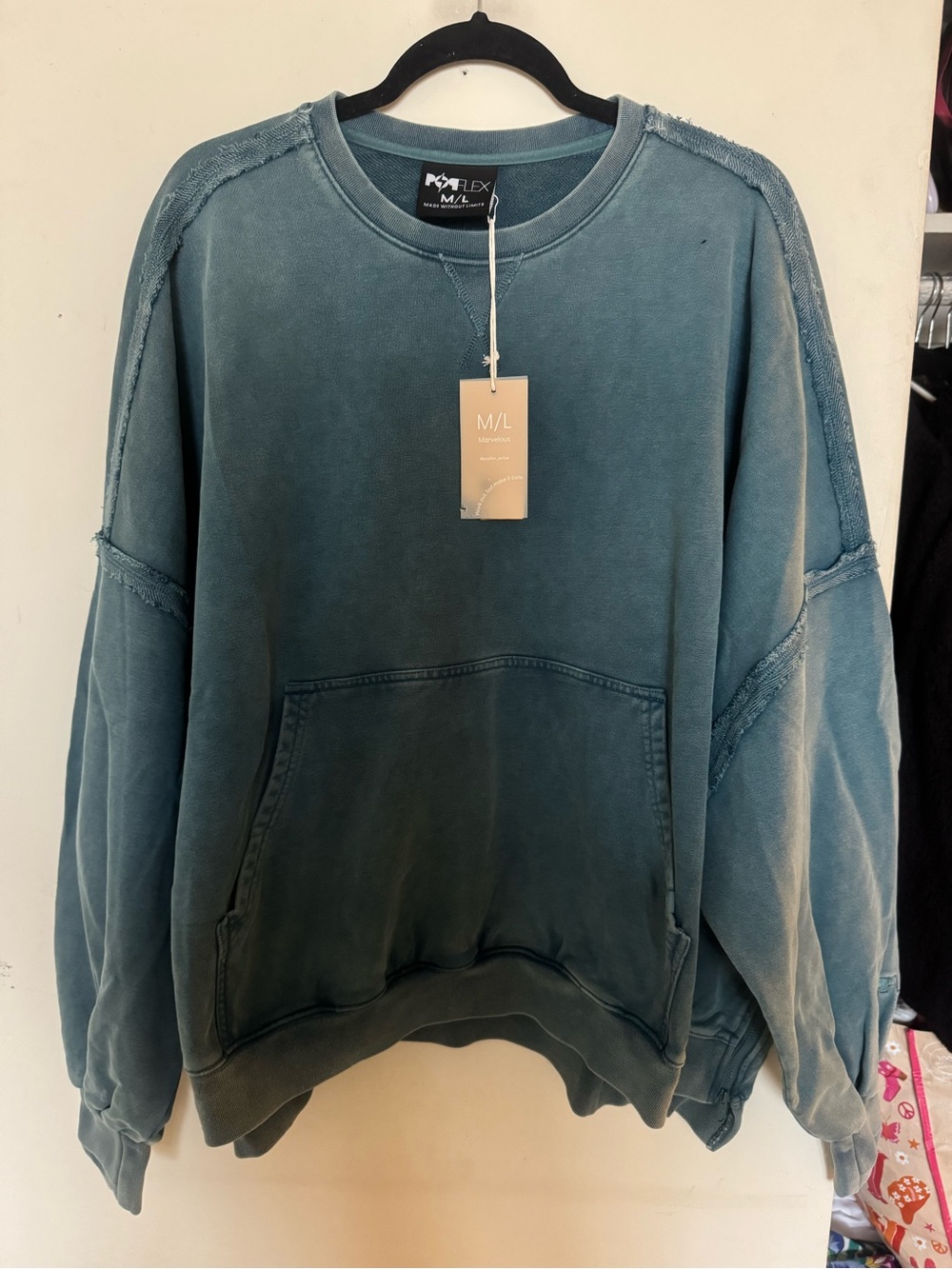 Women’s Popflex Teal Washed Pullover Sweater